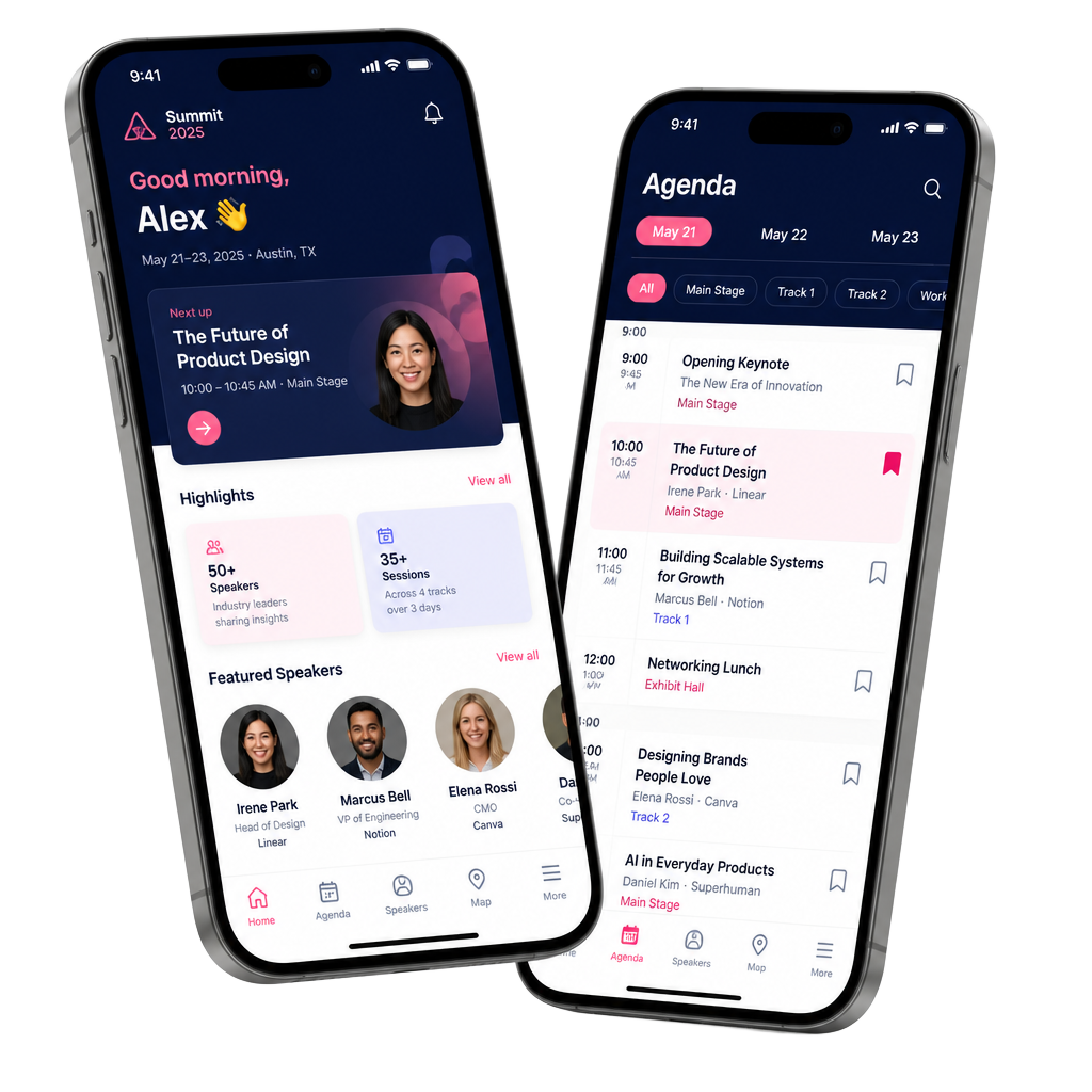 PolyNext web app shown on two phones